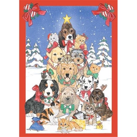 Pipsqueak Productions C979 Mix Dog With Cat Holiday Boxed Cards